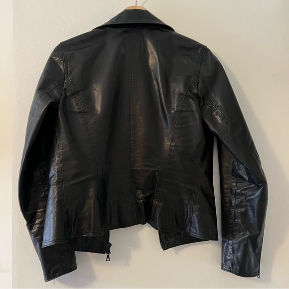 M0851 Black Fitted Leather Jacket - Picture 6 of 14